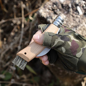 มีดเห็ดสแตนเลส ด้ามไม้ พร้อมแปรง มีดปลูกต้นไม้ มีดเห็ดพับได้ - Product Image 6