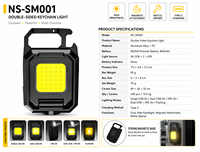 Lampe de camping multifonctionnelle portable en alliage d'aluminium avec LED COB, étanche IP44 et rechargeable