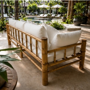 Sofá cama de bambú ecológico para exteriores con cojines de alta calidad resistentes a la intemperie para hoteles, resorts, villas, clubes de playa - Product Image 4