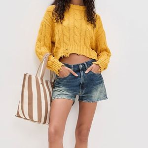 Sac fourre-tout portable personnalisé grand format avec fermeture éclair, imperméable, en toile rayée brodée, pour week-end, voyage, plage, printemps - Product Image 6