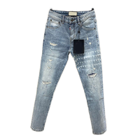 Jeans personnalisés de haute qualité pour hommes, coupe slim, patchwork, perforés, élastiques, amincissants, jambes étroites