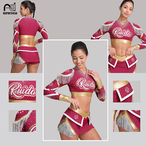 Uniformes de cheerleading pour enfants personnalisés avec strass - Product Image 5