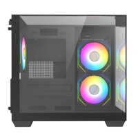 Nuevo Diseño de Caja de Ordenador para Juegos, Tres Paneles de Vidrio Templado, Caja de Ordenador de Escritorio, Gran Almacenamiento, Caja de PC Micro ATX