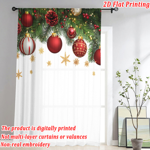 COSENNATUR Rideau transparent de Noël imprimé sur mesure 100 % polyester avec passe-tringle, impression numérique 2D, décoration de fenêtre pour les fêtes - Product Image 4