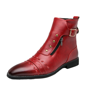 Bottes Chelsea pour hommes de grande taille, en cuir PU, à fermeture boutonnée, semelle en caoutchouc, chaussures décontractées pour l'automne, l'hiver et l'été - Product Image 3