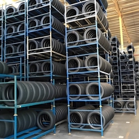 Étagères de stockage de pneus pliantes industrielles en acier robuste, revêtement poudré, grandes étagères à palettes réglables, durables, antirouille