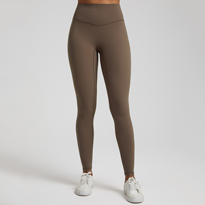 Pantalon de yoga taille haute 7/8 longueur pour femme sensation nue contrôle du ventre levage des fesses leggings d'entraînement à motif solide pour le fitness - Product Image 6