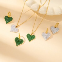 Ensemble collier et boucles d'oreilles en acier inoxydable plaqué or avec pendentif cœur, zircone cubique, émail, imperméable, hypoallergénique, bijoux pour femmes
