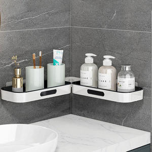 Estante de esquina de doble fila de plástico plegable estante de almacenamiento giratorio montado en la pared estante de drenaje de almacenamiento giratorio de baño de plástico - Product Image 6