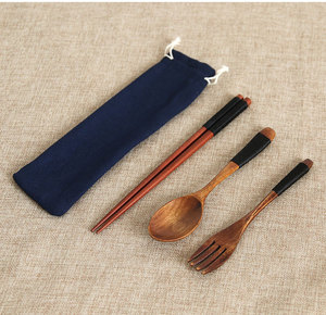 Đồ Dùng Dẹt Có Thể Tái Sử Dụng Dây Buộc Thìa Nĩa Bằng Gỗ Đũa Bộ Đồ Ăn Du Lịch Bộ Dao Kéo Đồ Dùng Dẹt Bằng Gỗ - Product Image 3