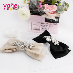 אופנה חדשה 17.5 ס "מ יפן סגנון קוריאני קטעי שיער שחור קשת קריסטל גודל גדול שיער סיכות מתכת סאטן חומר - Product Image 3