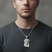 Zircon cubique jésus pendentif Hip Hop collier pour hommes personnalisé chaîne en cuivre glacé Zircon gros bijoux produits chrétiens