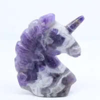 Rêve naturel améthyste sculpture animalière en cristal sculpté cheval licornes pour cadeau de décoration de vacances