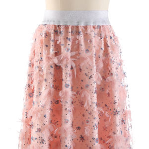 <span class=keywords><strong>Jupe</strong></span> <span class=keywords><strong>tutu</strong></span> en mousseline de soie à deux couches, couleur unie, princesse, à paillettes, longueur au sol, motif floral, dentelle douce, coupe en A, fabrication naturelle - Product Image 3