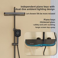 Ensemble de douche pluie avec affichage numérique d'ambiance lumineuse, corps en laiton, pommeau de douche à pression LED pour salle de bain domestique, construction entièrement en cuivre