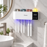 Stérilisateur mural automatique pour brosses à dents avec diffuseur d'arômes et support pour 3 tasses