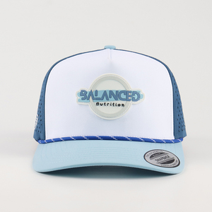 Custom Logo with Rope Hats Men's 5 Panel Golf Hat Rubber Patch Waterproof Laser Cut Hole Adjustable Snap Back Perforated Hat - Product Image 3