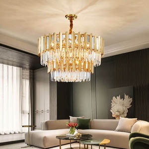 High Ceiling Crystal Pendant Light Hotel Living Room Decorative Modern Luxury Decoration Gold <b>Chandelier</b> - Product Image 6
