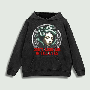 เสื้อฮู้ดลายกราฟิกเมดูซ่า “อย่ามองฉันด้วยตา” ผ้าฝ้าย 100% คลังสินค้าในสหรัฐอเมริกา มี 6 สี - Product Image 1
