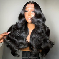 Perruque de cheveux brésiliens vierges pré-plumés avec dentelle transparente avant sans colle 180% densité dentelle frontale ondulée pour les femmes courte longueur