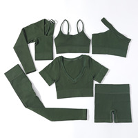 Ensembles de vêtements de sport pour femmes Soutien-gorge de sport Haut côtelé Yoga 6 pièces Style course à pied athlétique Logo personnalisé Ensembles de yoga côtelés