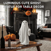 Décorations de fête d'Halloween pour adultes, jolies statues fantômes en résine, décorations de table lumineuses à piles