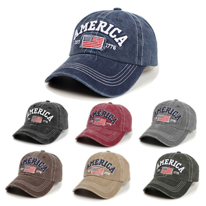 Casquette personnalisée de haute qualité pour papa Chapeau de baseball vintage avec drapeau américain au design vieilli et lavé Petite casquette d'affaires élégante - Product Image 2