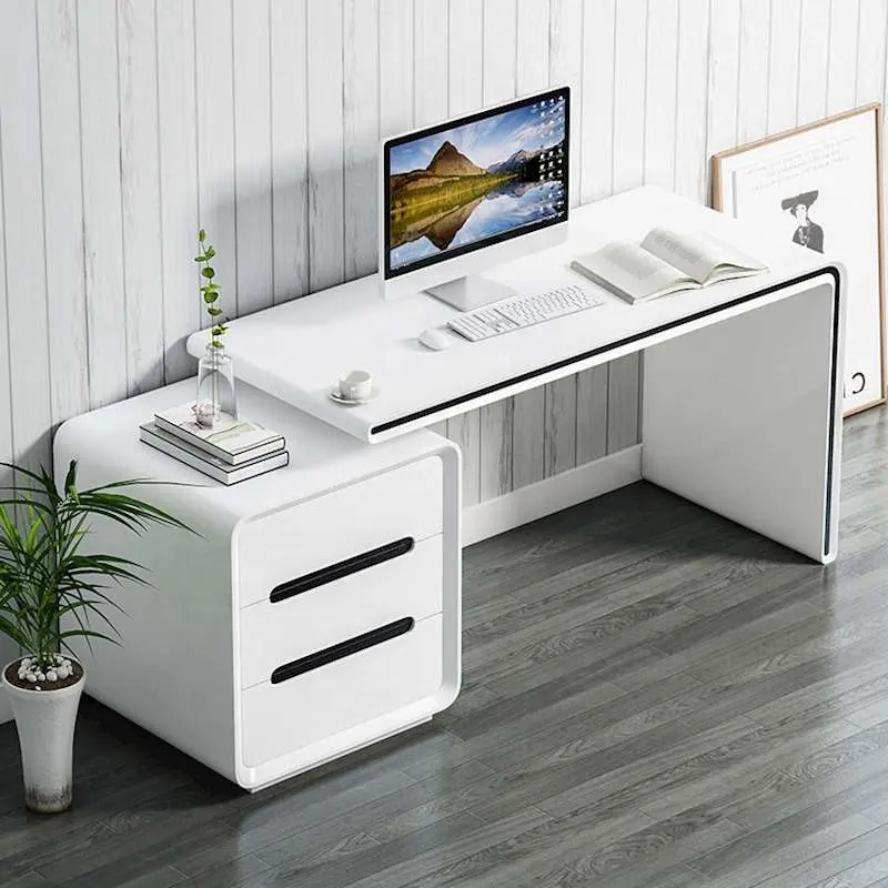 Study Table Modern Style Computer Table Gaming Desk White Gloss Stand Study Table For Home Office Computer Desk