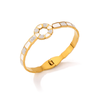 Bracciale a Forma di Conchiglia in Acciaio Inossidabile Placcato Oro, Accessorio di Moda per Donne - Product Image 1