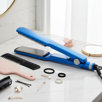 Lisseur à cheveux LCD personnalisé de haute qualité avec logo, fer à lisser professionnel à plaques larges, vente en gros