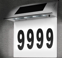 Panneau ABS étanche en acier inoxydable pour extérieur Adresse Solaire LED Plaque de porte Numéro de maison