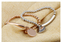Bracelet perlé en acier inoxydable pour enfants, en acier inoxydable, logo gravé personnalisé, nom, breloque, usine en chine