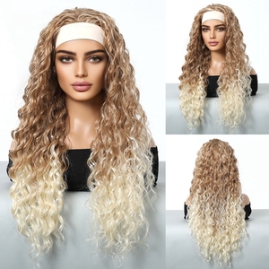 Parrucca con Fascia Elastica Ondulata Morbida in Fibra Sintetica HD, Effetto Opaco, Riccioli Durevoli, Traspirante, Bionda, con Fascia Integrata, <span class=keywords><strong>Foto</strong></span> Reale - Product Image 2