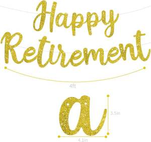 Pancarta Dorada con Brillantina de <span class=keywords><strong>Feliz</strong></span> Jubilación, Decoración para Fiesta de Jubilación para Mujeres y Hombres - Product Image 3