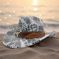 Chapeaux de cowboy personnalisés en gros à imprimé serpent, chapeaux de fête Longhorn Country Rodeo pour adultes