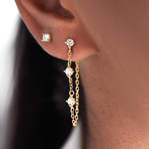 CANNER Vente en gros de bijoux minimalistes en argent sterling 925, design asymétrique, zircone cubique 5A, boucles d'oreilles longues à pampilles pour femmes - Product Image 6