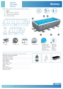<span class=keywords><strong>Piscina</strong></span> <span class=keywords><strong>Bestway</strong></span> 56671 Rectangular 11532 L Grande, <span class=keywords><strong>Estructura</strong></span> de Acero Metálico, <span class=keywords><strong>Piscina</strong></span> Familiar de PVC, <span class=keywords><strong>Piscina</strong></span> Portátil Elevada para Jardín y Exteriores - Product Image 6