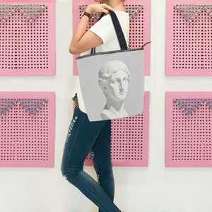 Bolsa de Lona con Estampado de Busto de Mármol, Bolso de Hombro con Cierre de Cremallera, Gran Capacidad, para Uso Diario - Product Image 6