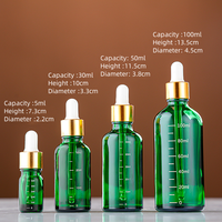 Großhandel 5ml 10ml 15ml 20ml 30ml 50ml 100ml Amber Blue Green Leeres Glas Tropfer ätherische Öl flaschen Verpackung mit Messung