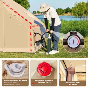Tente de camping gonflable de luxe pour 3 à 8 personnes, résistante aux UV, imperméable 4 saisons, ouverture automatique rapide, avec cheminée - Product Image 5
