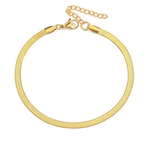 <span class=keywords><strong>Cavigliera</strong></span> impermeabile in acciaio inossidabile dorato per <span class=keywords><strong>donna</strong></span> bracciale alla caviglia con catena a spina di pesce placcato oro 18 carati da 3mm - Product Image 4