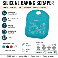 Spatule à pâte en silicone de qualité alimentaire avec logo personnalisé, coupe-pâte gradué, outil de cuisson flexible pour pain et gâteaux, OEM ODM