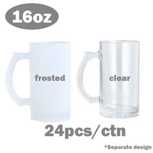 Mug en verre transparent givré de 16 oz avec poignée pour sublimation, personnalisable, expédié depuis l'entrepôt américain - Product Image 3