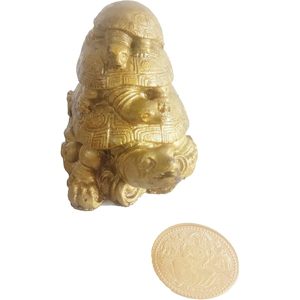 PARIJAT artesanía Vastu Feng Shui Triple tortuga familia una moneda de la suerte protección buena suerte riqueza longevidad escultura - Product Image 4