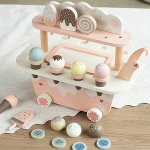 Mostrador de Helados de Madera Natural con Logotipo Personalizado, Juego Educativo de Postres para Preescolar, Regalo para el Desarrollo Sensorial - Product Image 3