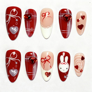 <span class=keywords><strong>Uñas</strong></span> Postizas al por Mayor, Nuevo Estilo Especial 3D, <span class=keywords><strong>Uñas</strong></span> a Presión con <span class=keywords><strong>Diseño</strong></span> <span class=keywords><strong>de</strong></span> Corazón Navideño y Perlas Rojas, Pegamento DIY <span class=keywords><strong>para</strong></span> <span class=keywords><strong>Uñas</strong></span> Postizas <span class=keywords><strong>para</strong></span> Mujer - Product Image 1