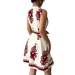 Vestido Midi Elegante de Verano para Mujer 2026, Sin Mangas, Estampado Floral, Cintura con Lazo, Cuello Camisero, Estilo Línea A, Dropshipping Shopify - Product Image 4