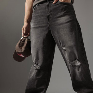 Proveedor Directo, <span class=keywords><strong>Jeans</strong></span> de Mezclilla de Pierna Ancha Personalizados para <span class=keywords><strong>Hombre</strong></span>, Estilo Vintage Desgastado, Pantalones de Mezclilla Hip Hop para <span class=keywords><strong>Hombre</strong></span> - Product Image 6