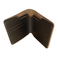 Dompet Pendek Tempat Kartu Kredit Kulit Asli Coklat Retro Vintage Pria Dompet Minimalis Kulit Sapi untuk Pria