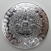 Pièce de monnaie plaquée Calendrier Maya, Souvenir Mayan Aztèque, Épingle de collection, Pièces de monnaie souvenirs Maya du Mexique, Cadeau couleur argent, Collection vintage